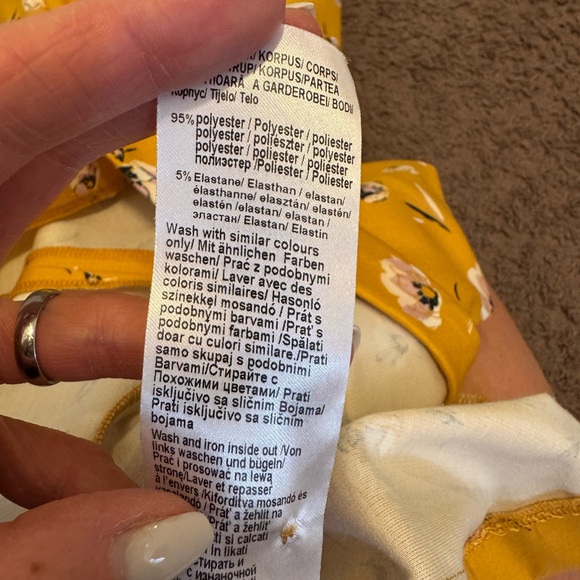 2 FOR $25 Orsay Mustard Yellow Sheath Shift Floral Dress Bell Sleeve 38 6 8 M - Picture 7 of 10